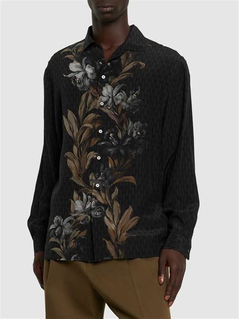 floral print silk bowling shirt